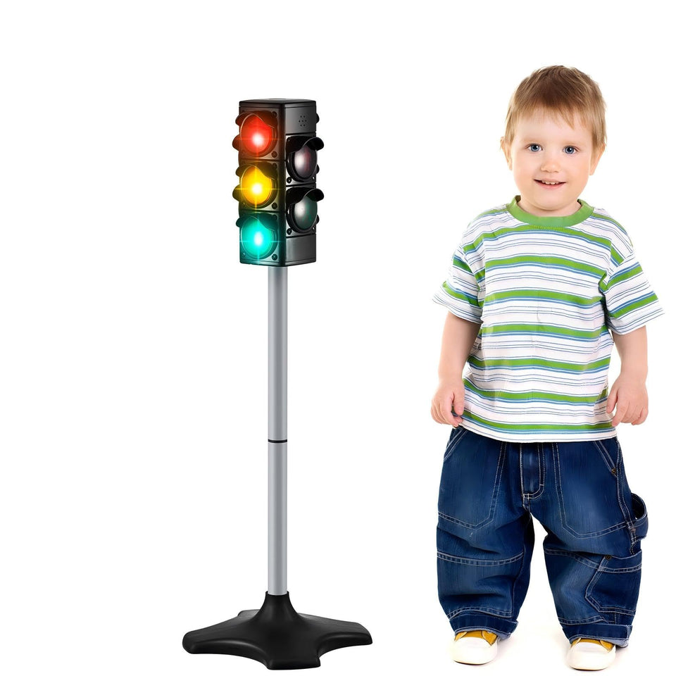 Hiboom traffic light toy full view shows sturdy construction for lasting play