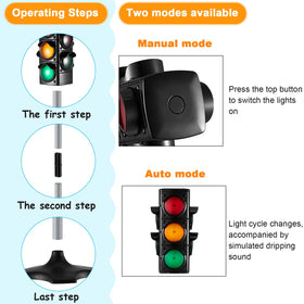 Hiboom traffic light toy side view demonstrates kid-friendly size for small hands