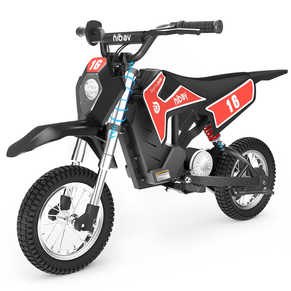 Hiboy DK1 dirt bike side view ready for off-road fun and safe handling.