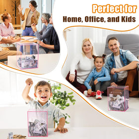 Hicocool brown acrylic piggy bank provides sturdy storage at home or office.