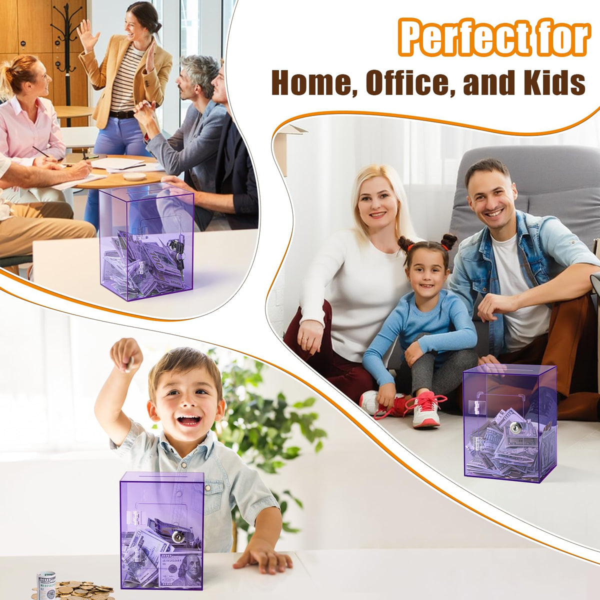hicocool Brown Piggy Bank durable acrylic resists daily handling