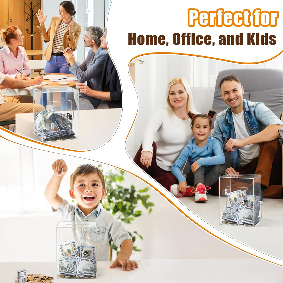 Hicocool brown piggy bank with lock blends with desks and shelves