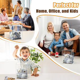 Hicocool brown piggy bank with lock blends with desks and shelves