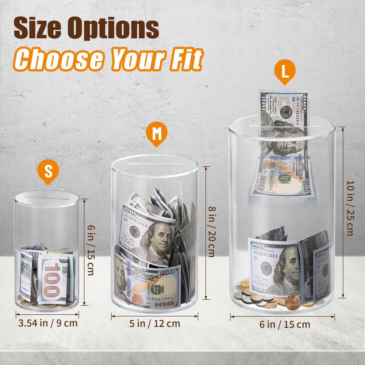 Hicocool clear piggy bank 8-inch shows progress and keeps funds organized