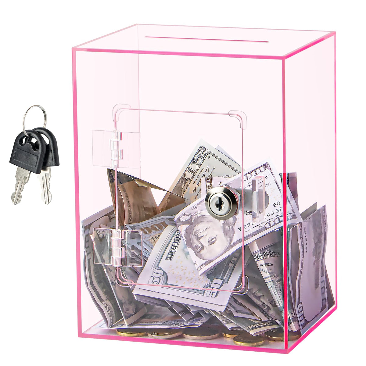 Hicocool clear piggy bank with lock shows transparent savings for easy tracking.