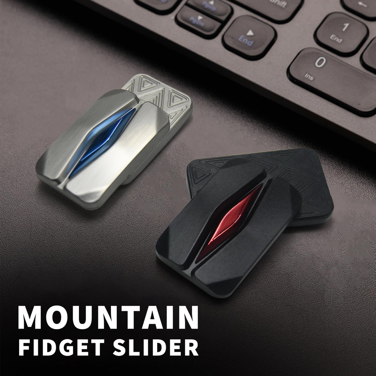HIDEDC Mountain Fidget Slider side view highlighting compact pocket-friendly design for focus on the go