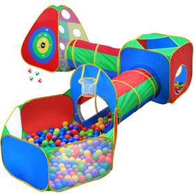 Hide N Side ball pit tents and tunnels showing quick pop-up assembly for easy indoor play.