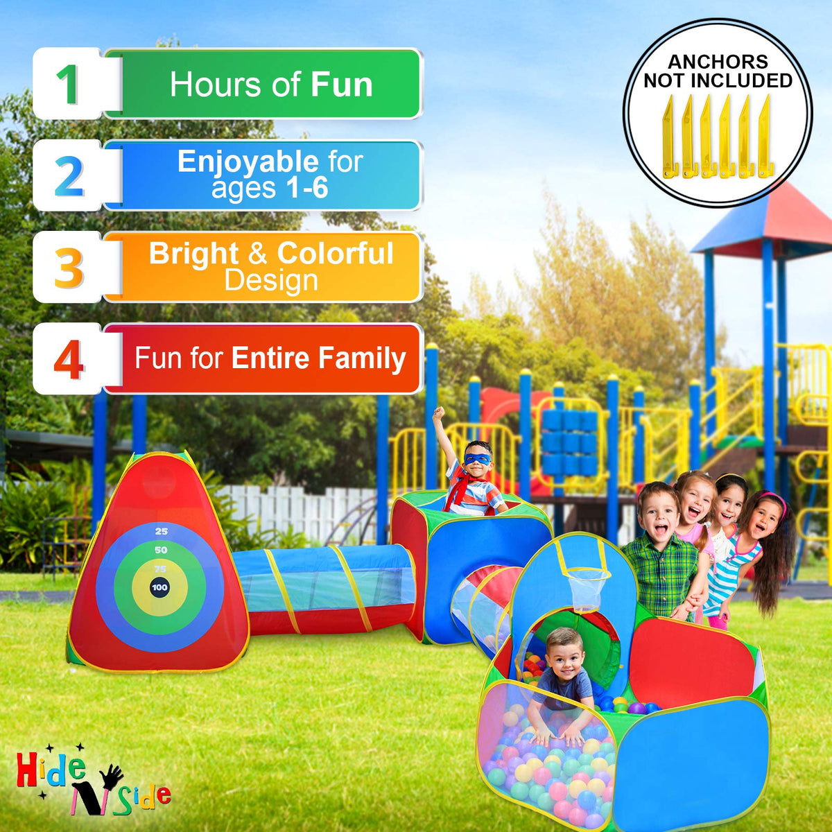 Hide N Side play crawl tunnel in a bright setup for active kids.
