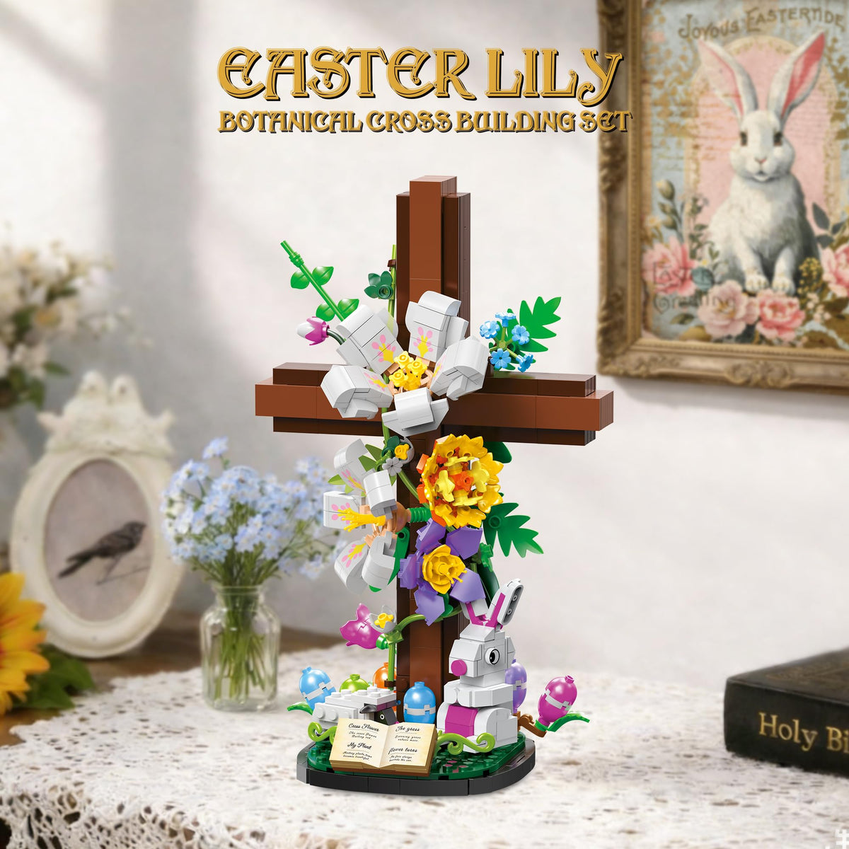 HiDectee cross base with scripture book highlights faith spaces for reflection.