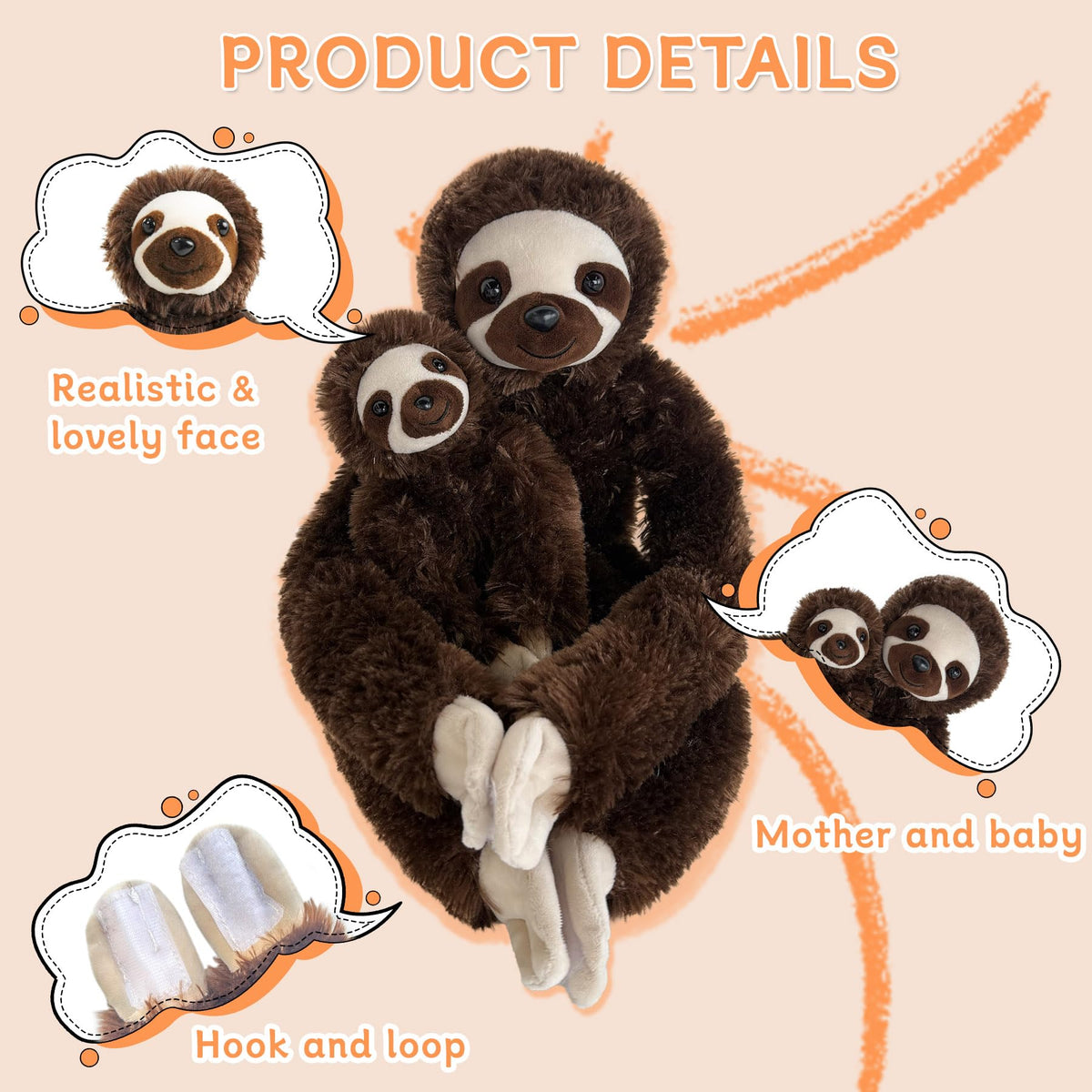 Hideekoog chimpanzee hanging plush, playful decor accent for playrooms.