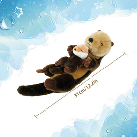 Hideekoog Sea Otter plush in leaning pose for imaginative stories.