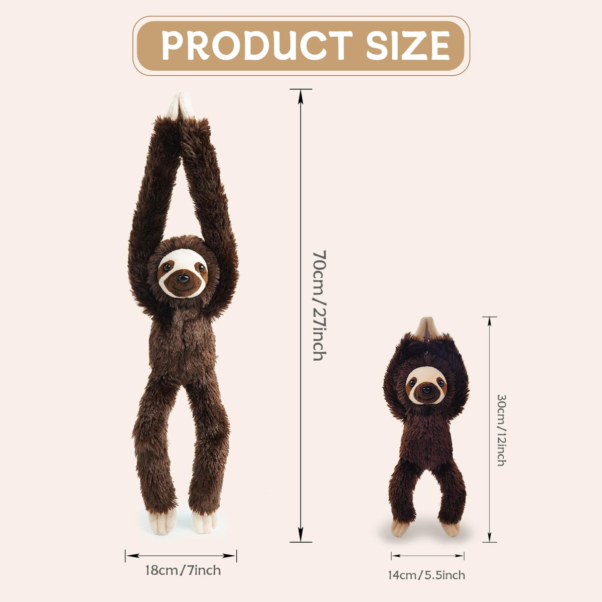 Hideekoog sloth hanging baby plush, a cozy bedtime companion.
