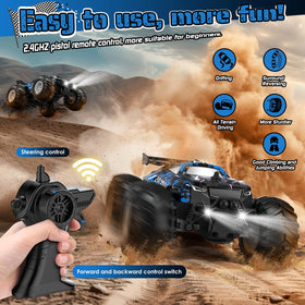 Hielse RC truck wide tires and tread for strong grip.