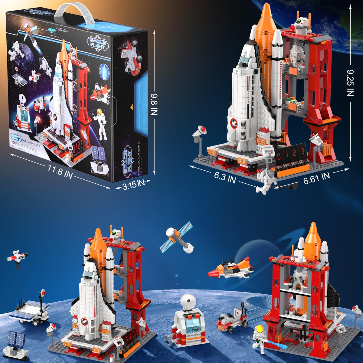 HIEMAO 11-in-1 aerospace toy image showing varied build options