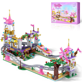 HIEMAO Castle Roller Coaster theme park components spark imaginative play and storytelling.