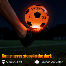 HIEMAO durable LED soccer ball withstands powerful kicks during long-lasting gameplay