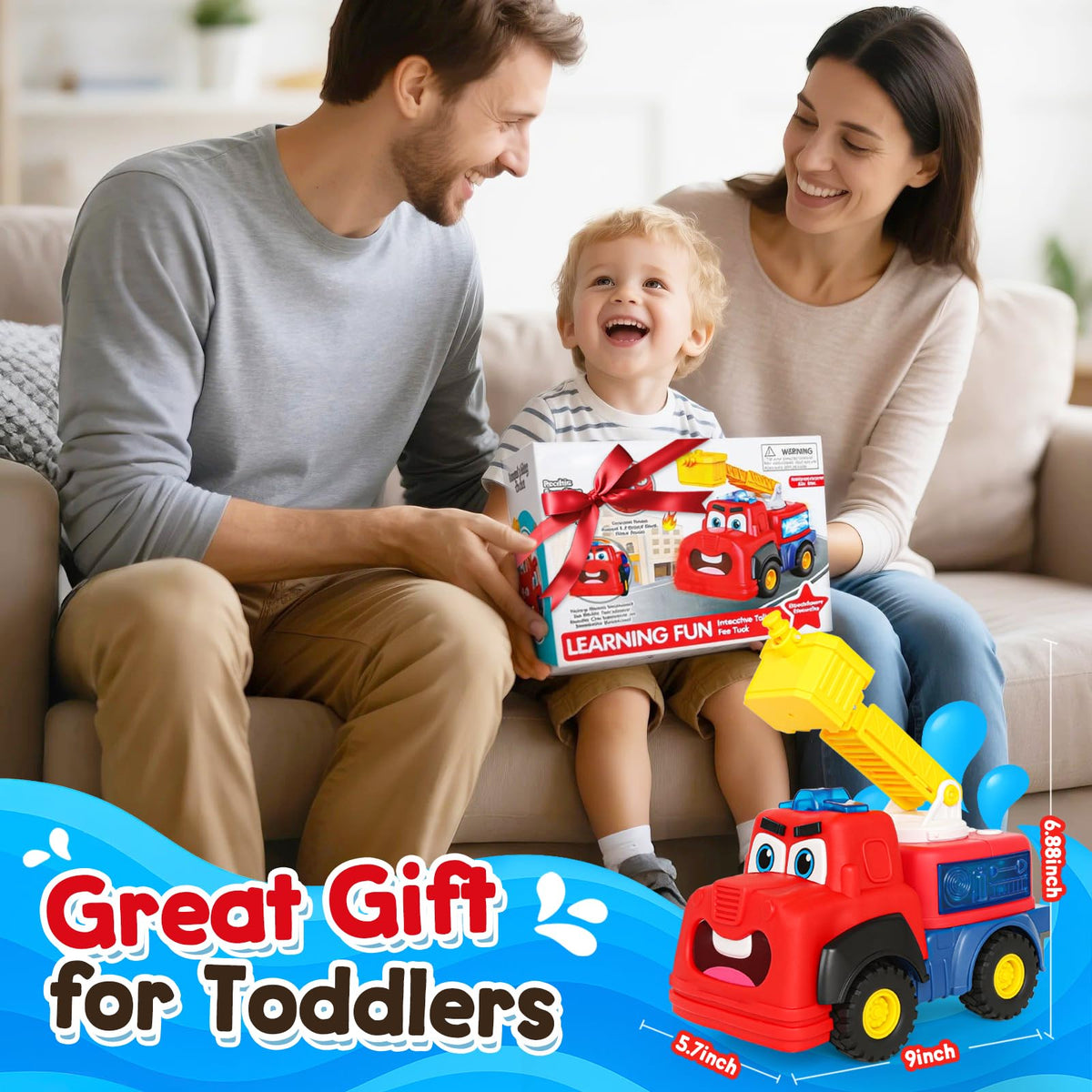 Hieoby fire truck’s friendly design supports indoor and outdoor imaginative firefighting fun.