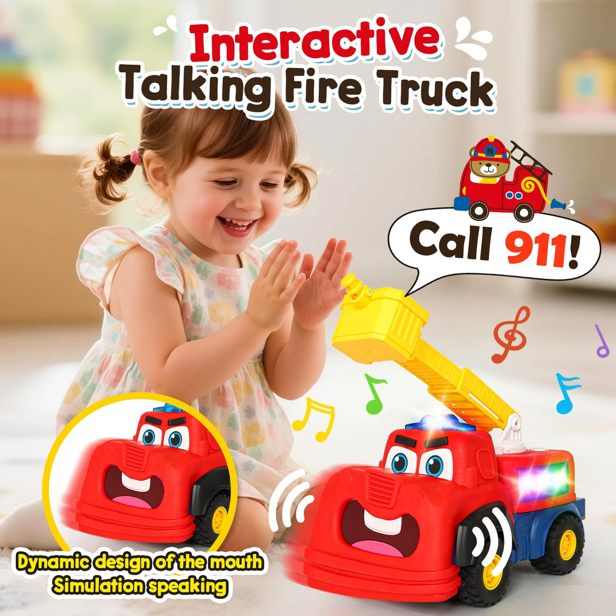 Hieoby fire truck recording function lets kids hear their voice in funny tones.