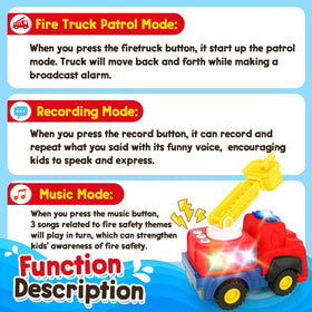 Hieoby fire truck three fire-safety songs boost early learning and rhythm.