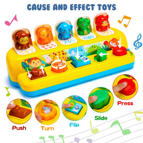 Hieoby interactive pop-up toy in music and light mode to boost engagement.