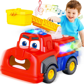 Hieoby interactive talking fire truck patrolling mode engages toddlers with movement.