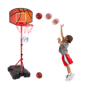 Hieoby kids basketball hoop with adjustable height supports growing children during indoor play.