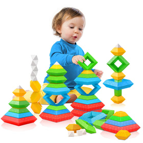 Hieoby Montessori blocks display colorful pieces for creative early STEM play.