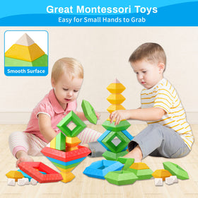 Hieoby sensory blocks promote color and space recognition through hands-on play.