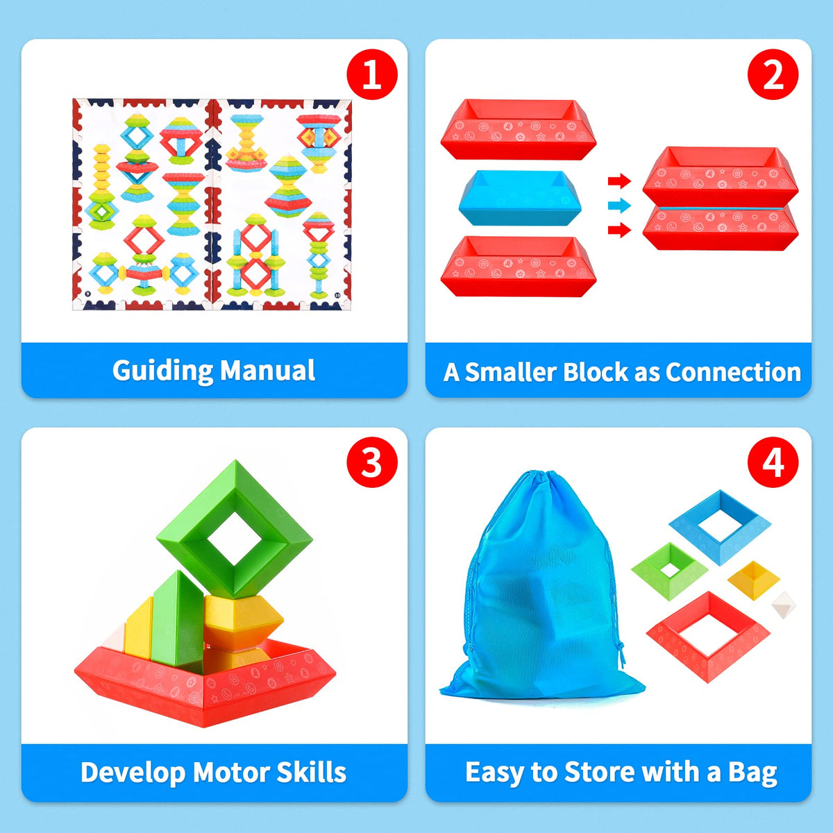 Hieoby storage bag keeps blocks organized and portable for on-the-go learning.