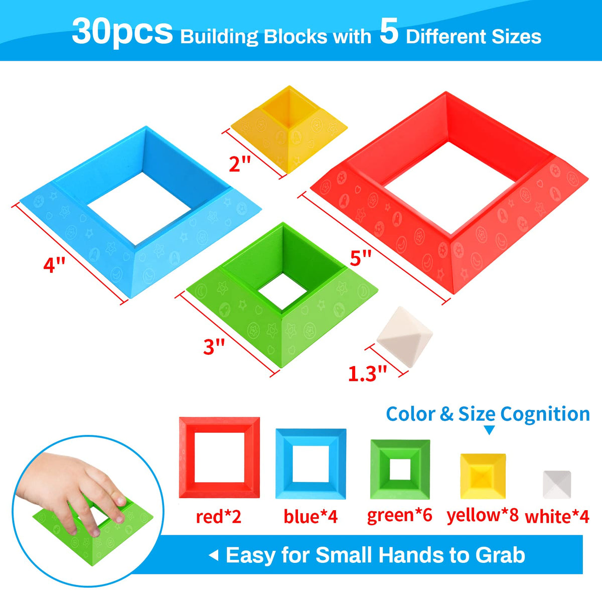 Hieoby toddler blocks designed for ages 1-3 support imagination and problem solving.