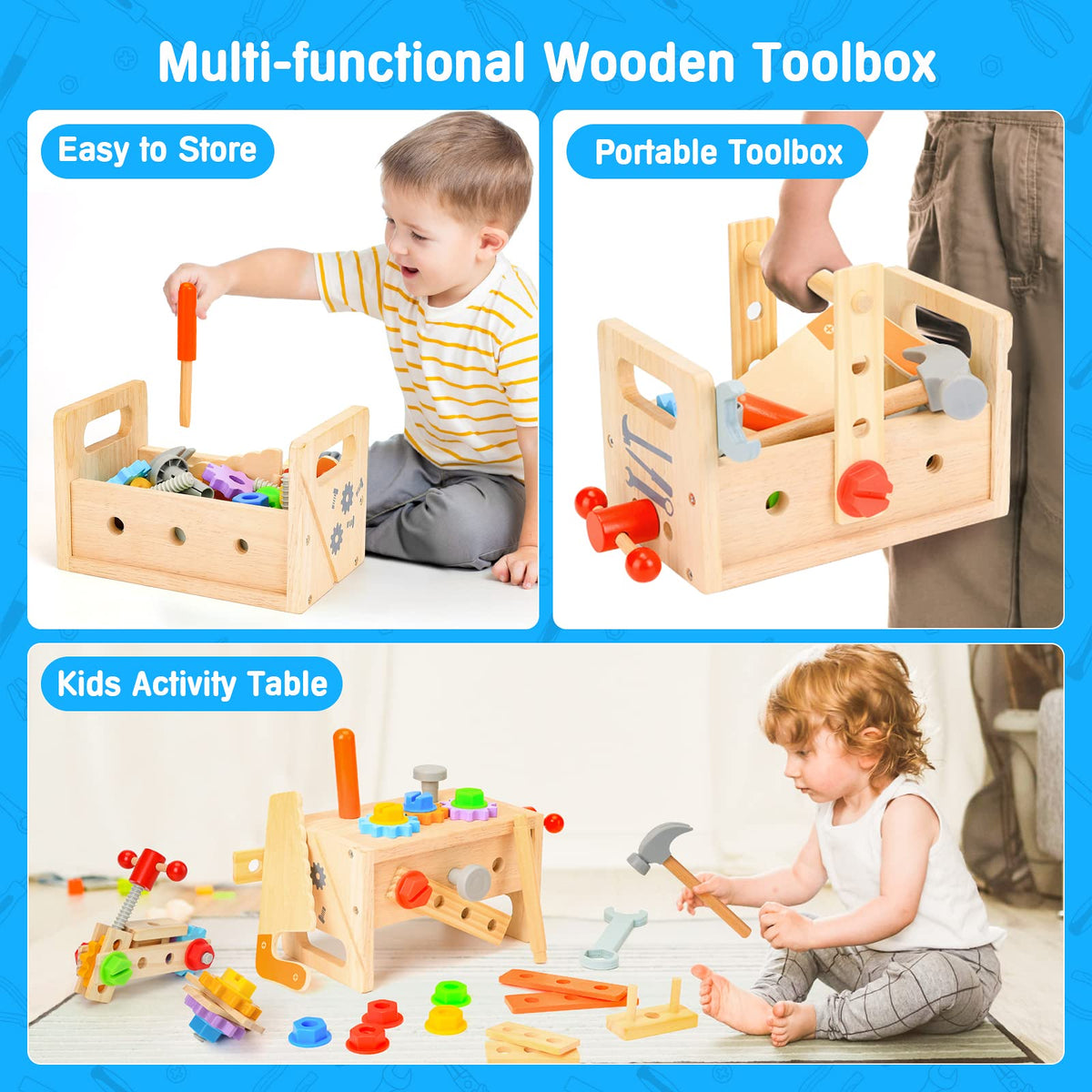 Hieoby wooden saw designed for safe, engaging pretend construction
