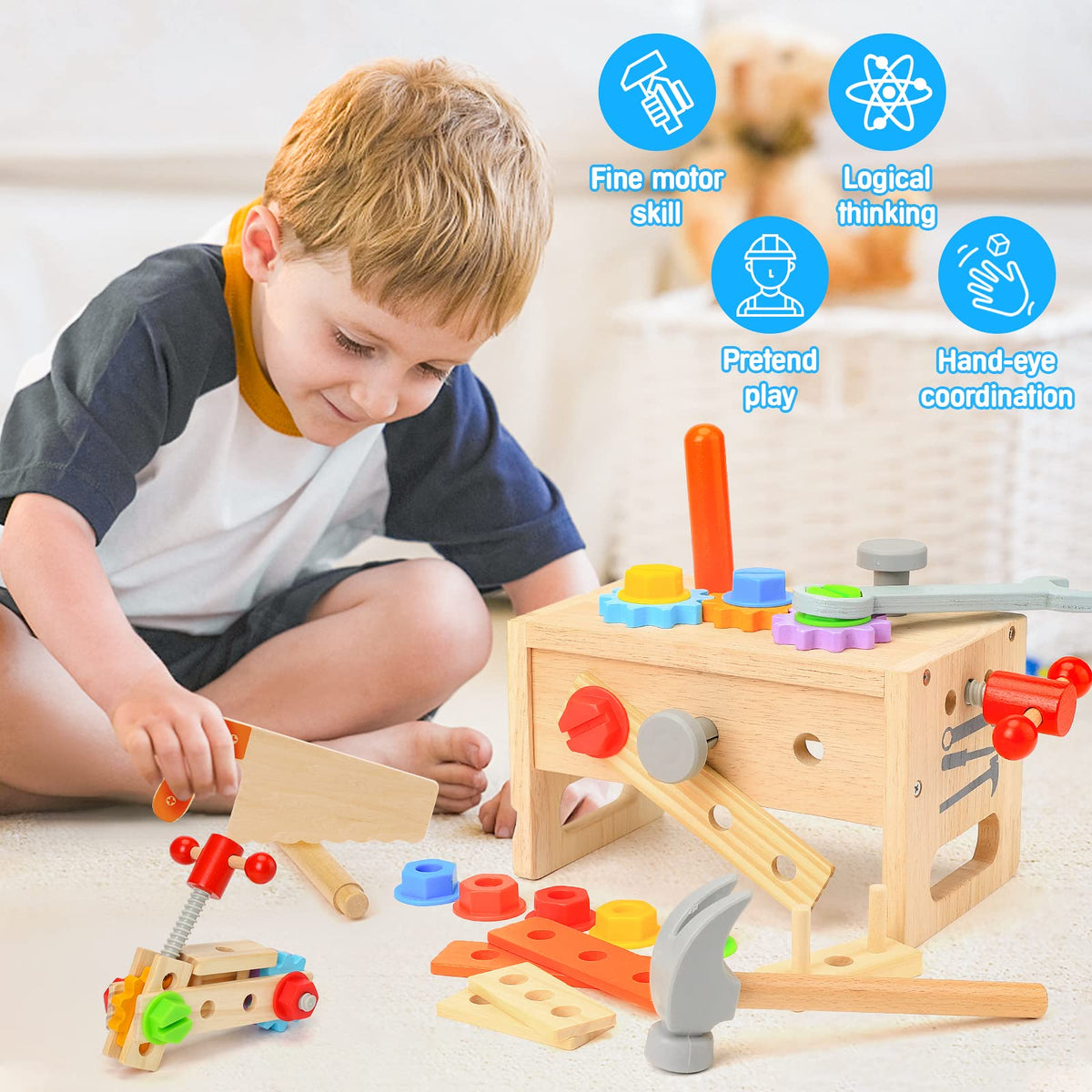 Hieoby wooden wrench supports imaginative play and coordination