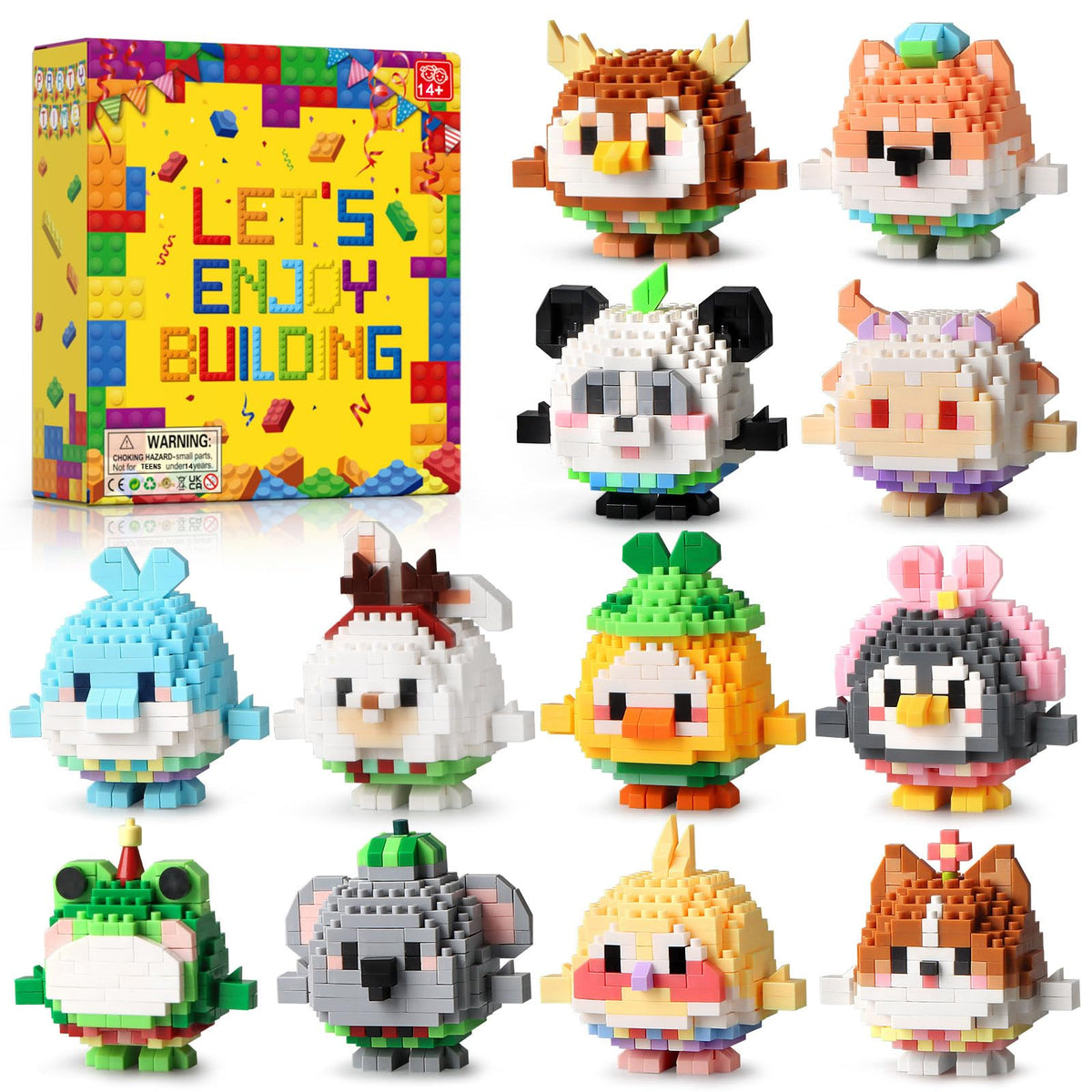 High GODO 12Pack Animals set with colorful mini figures for Easter favors and decorations.