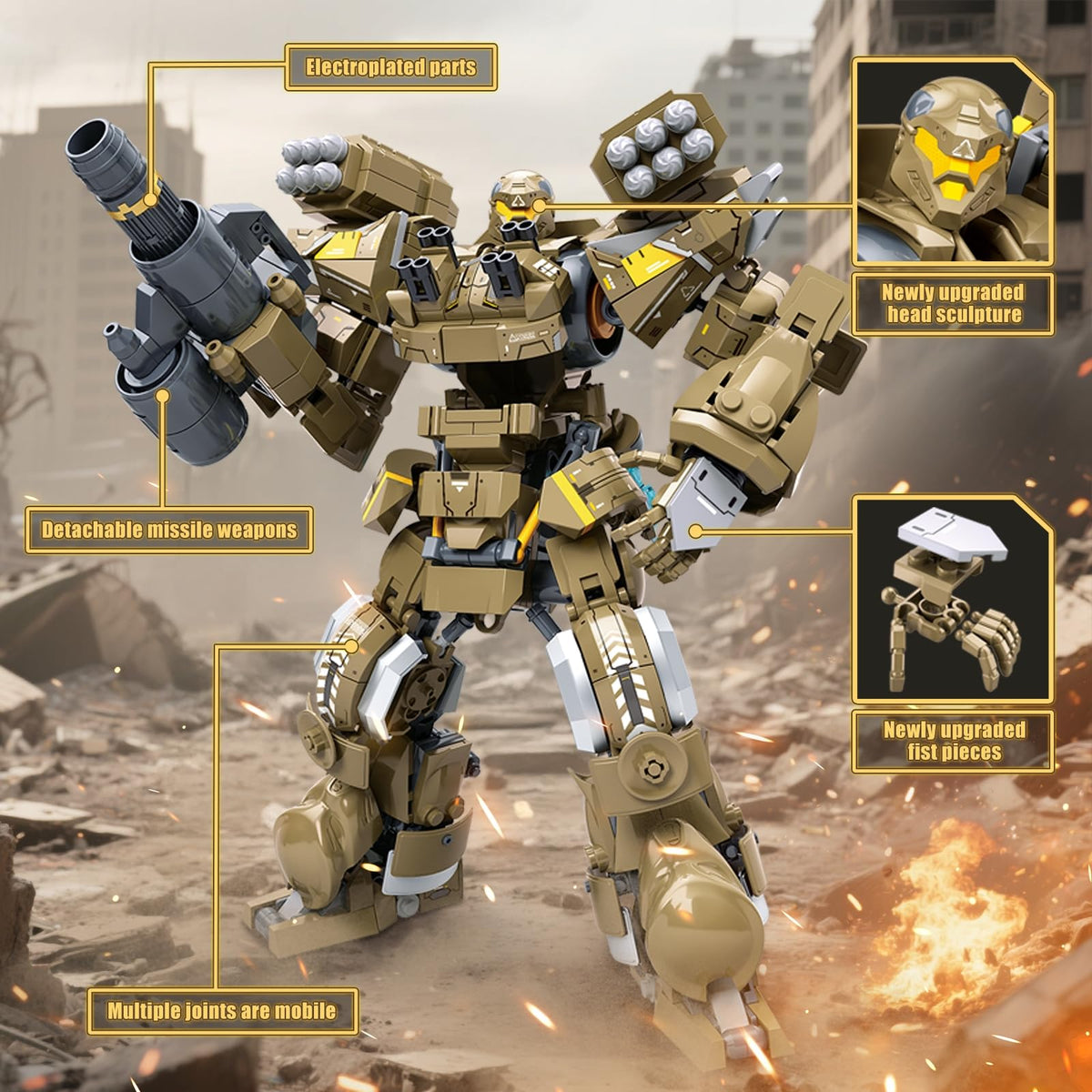 HIGH GODO Artillery Mech weapons assembly emphasizes modular play appeal
