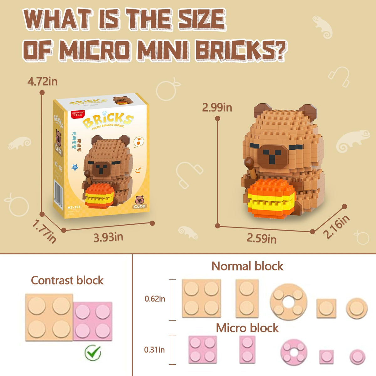 HIGH GODO Capybara mini-blocks with bright colors ideal for teens and kids