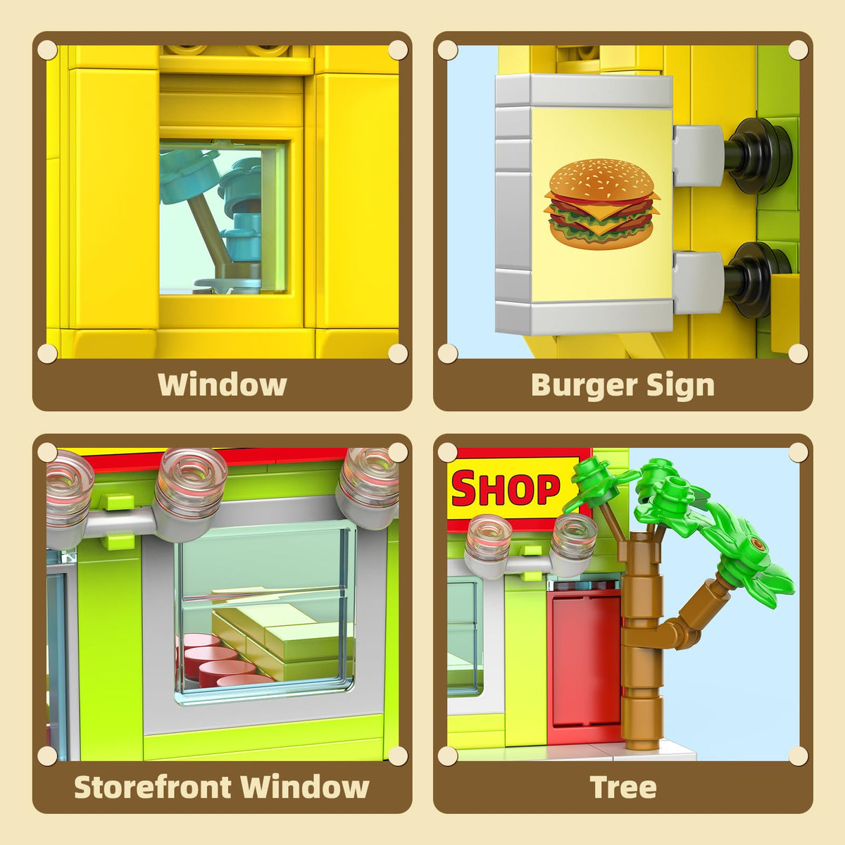 HIGH GODO City Burger Shop Building Set second-floor living space for shelf dioramas
