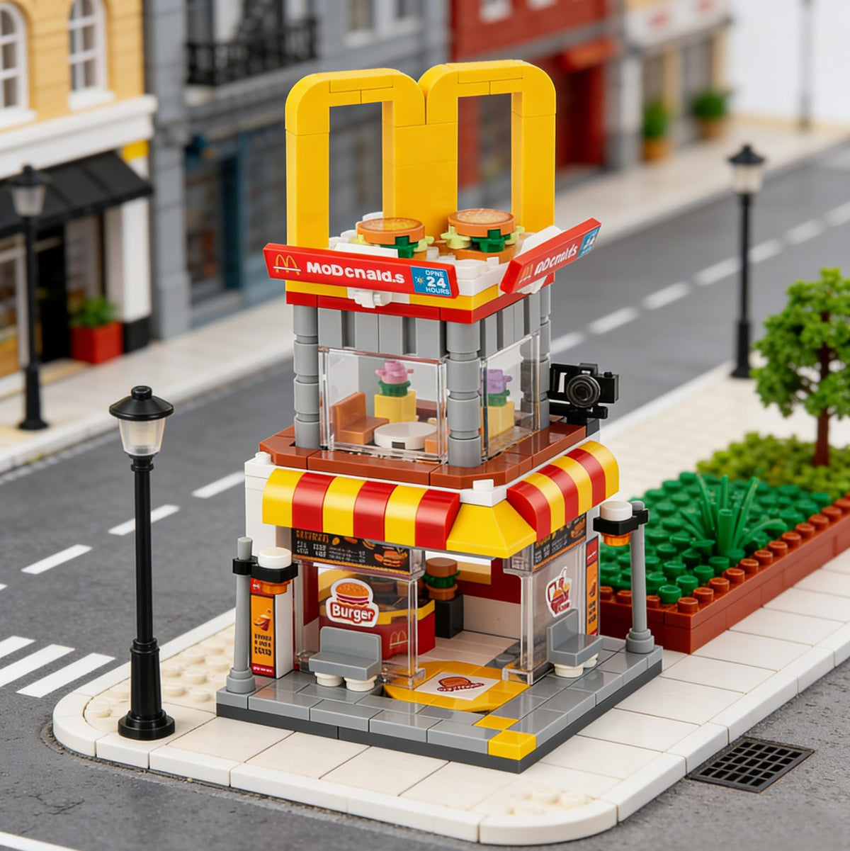 HIGH GODO City Street View Burger Shop gift idea for holidays and birthdays.