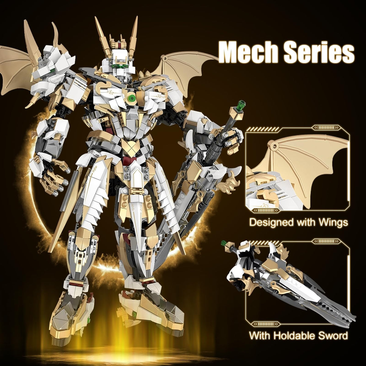 HIGH GODO Hero Mech assembled display emphasizes large size and metallic finish.