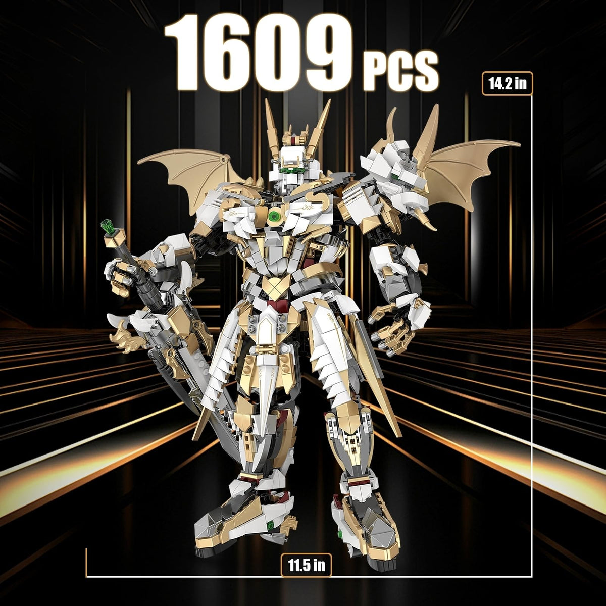 HIGH GODO Hero Mech detail zoom on electroplated parts and color scheme.