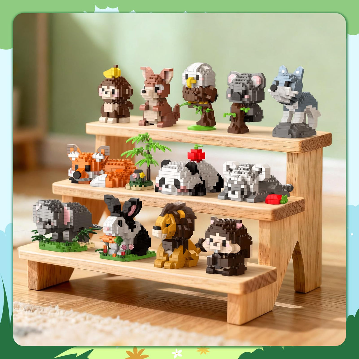 HIGH GODO monkey mini building set adds playful desk decor.