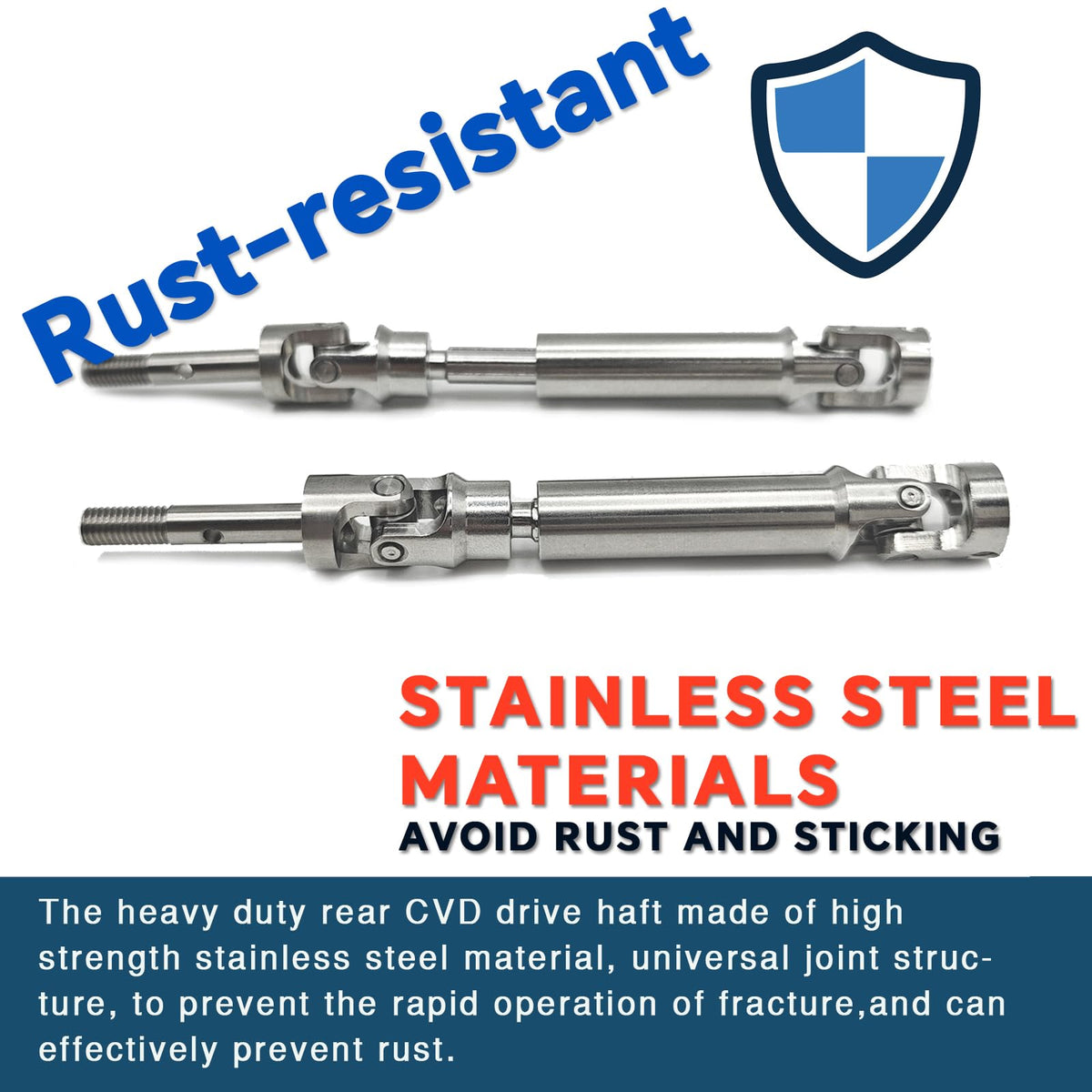 High-strength stainless steel CVD shaft resists deformation and rust.