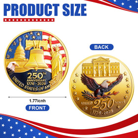 Highergo 250th Anniversary Coin reverse features bald eagle with olive branches, ideal for themed displays