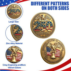 Highergo 250th Anniversary coin featuring Stars and Stripes for displays
