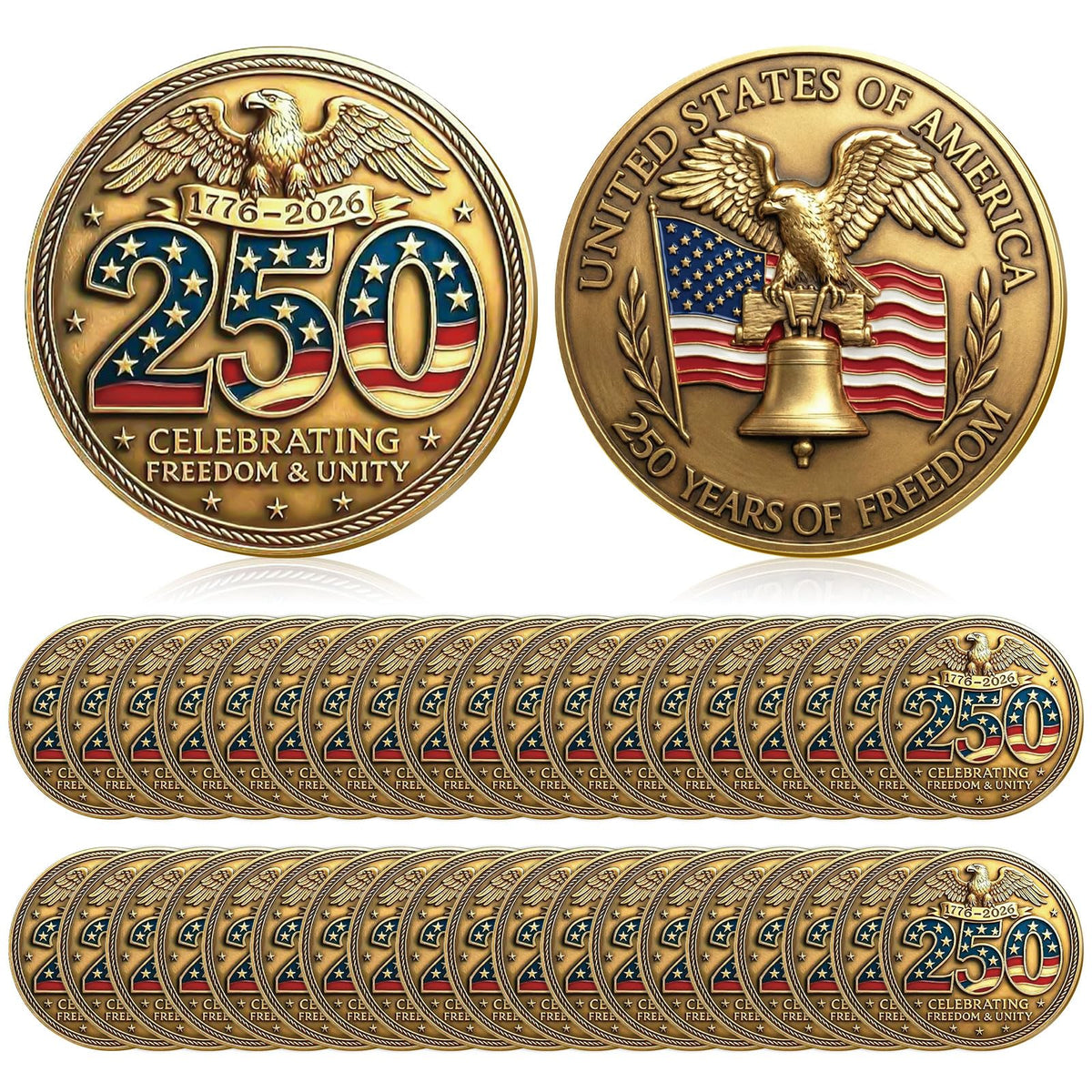 Highergo 250th Anniversary coin with USA eagle for patriotic display