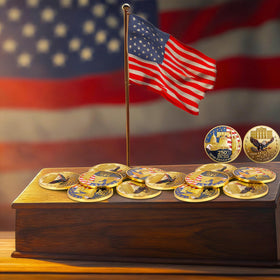 Highergo coins showcase patriotic red, white, and blue motifs for display-worthy appeal