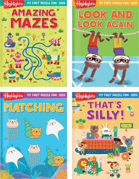 Highlights for Children My First Puzzle Fun 4-Book Set cover offers screen-free travel entertainment.
