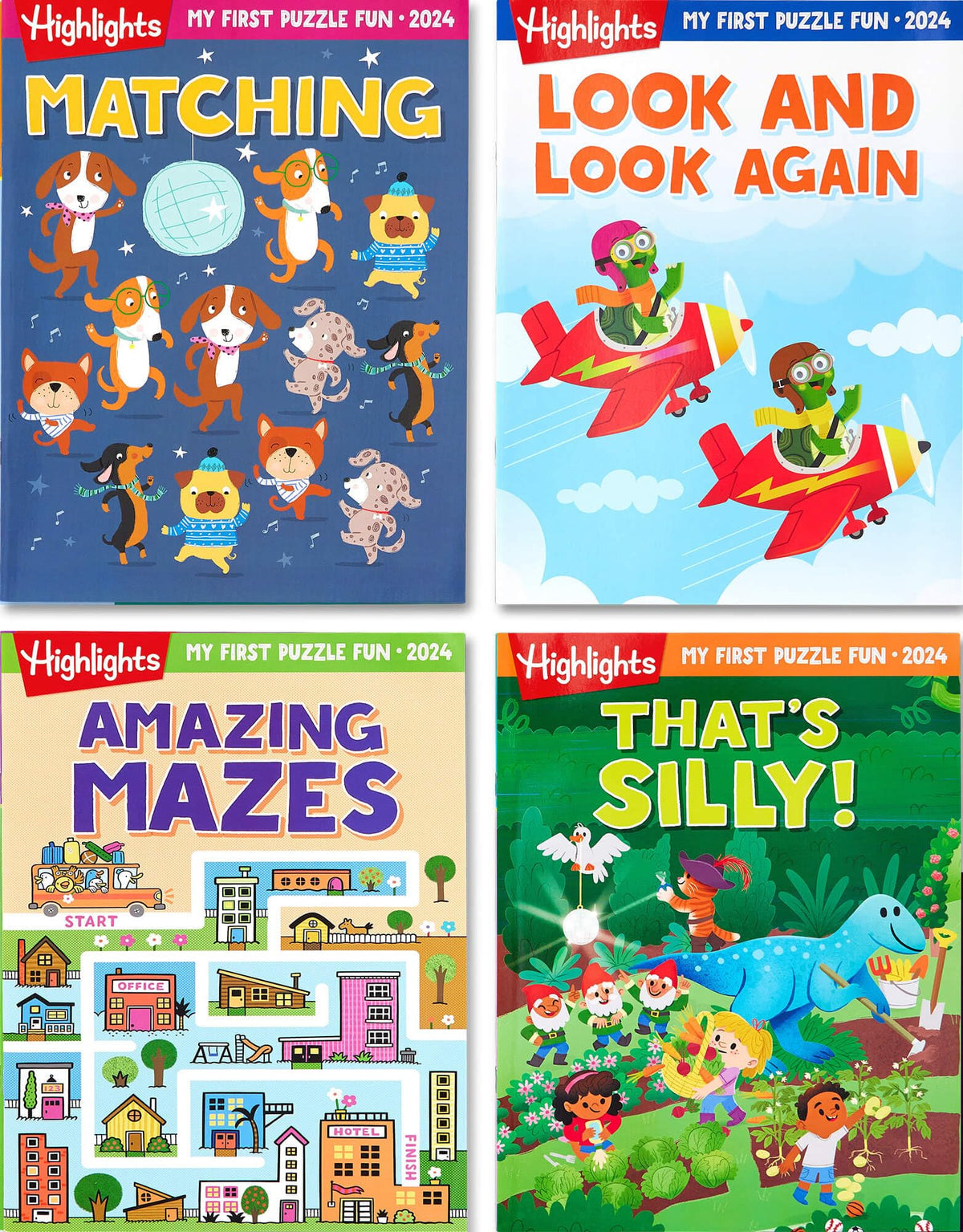 Highlights for Children My First Puzzle Fun cover with inviting puzzles for ages 3–6, ideal for travel.