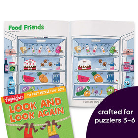 Highlights for Children spot-the-differences look and look again page emphasizes focus and observation.