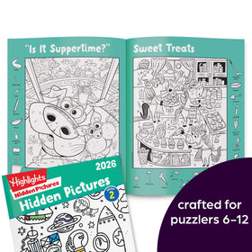 Highlights Hidden Pictures 2026 coloring page after discovery adds color