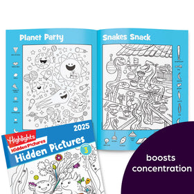Highlights Hidden Pictures coloring pages provide dual-use creativity after finding hidden items.
